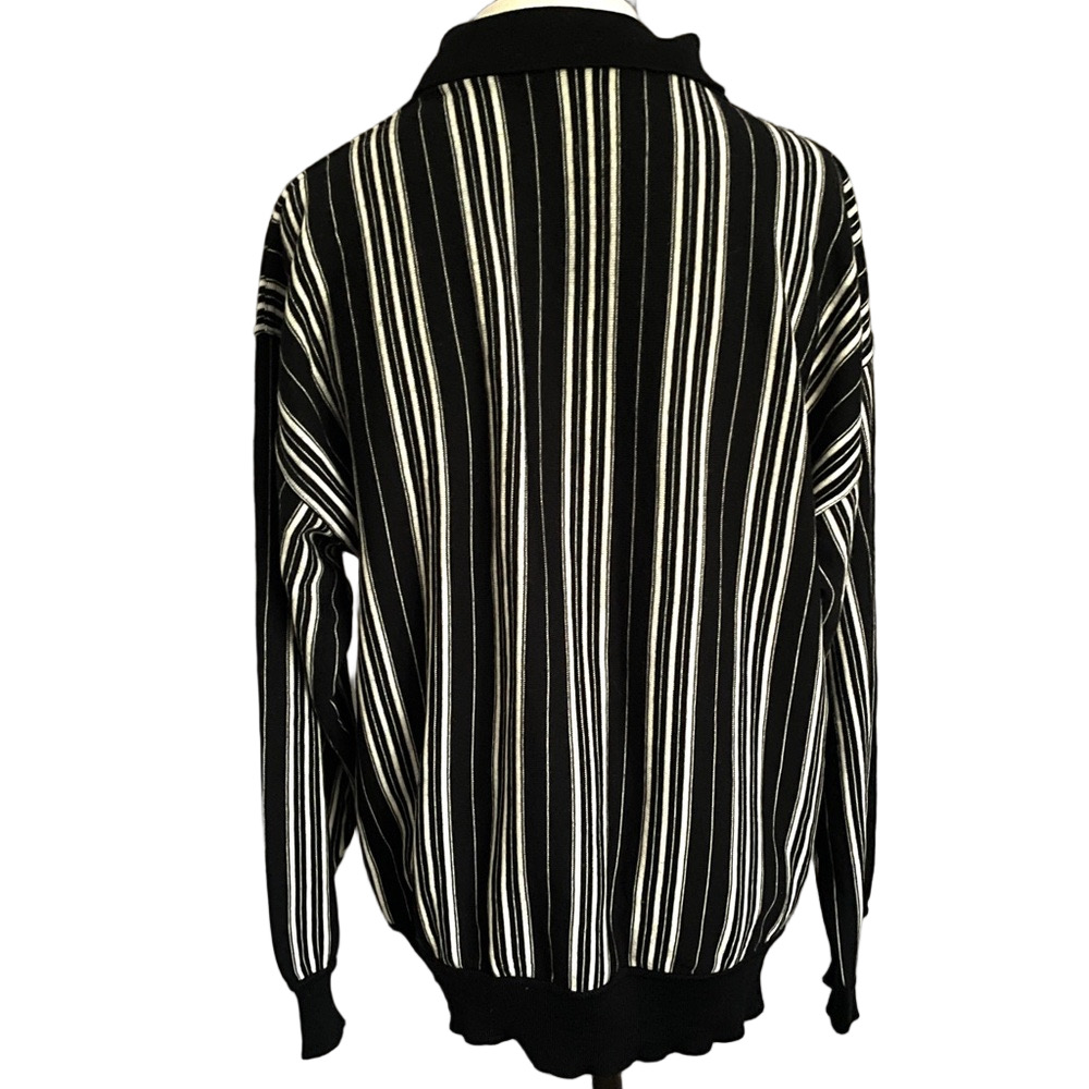 Vintage Versus Gianni Versace Black White Striped Wool Pullover Sweater - S/M - Picture 10 of 11